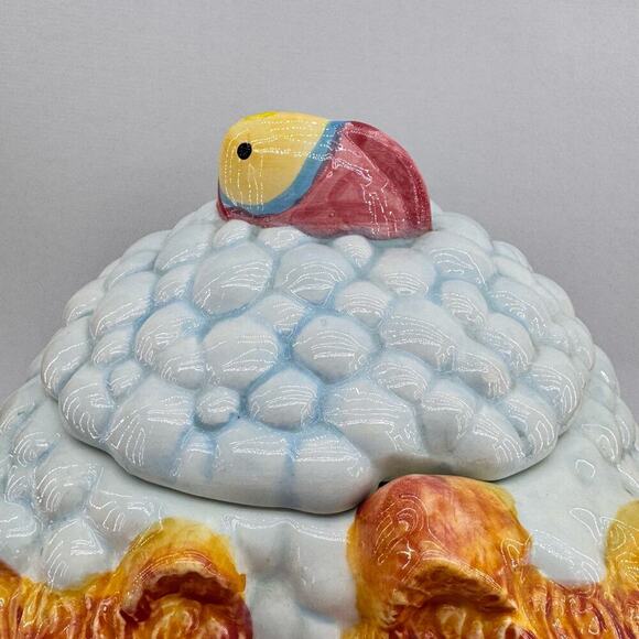 Vintage ANCO Kitten Cat Ceramic Cookie Jar & Lid Bubble Bath With Fish 1970's - Picture 6 of 13